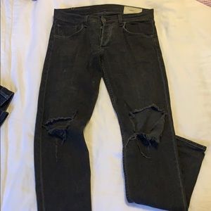 Distressed black rag and bone fit 1 stretch denim